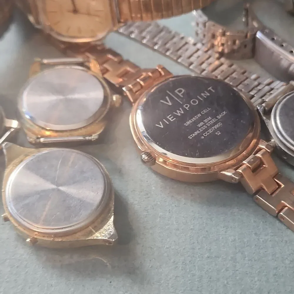 VTG Watch Lot of 8 Gold Silver Tone Ompex Quartz Digital Analog Parts Repair